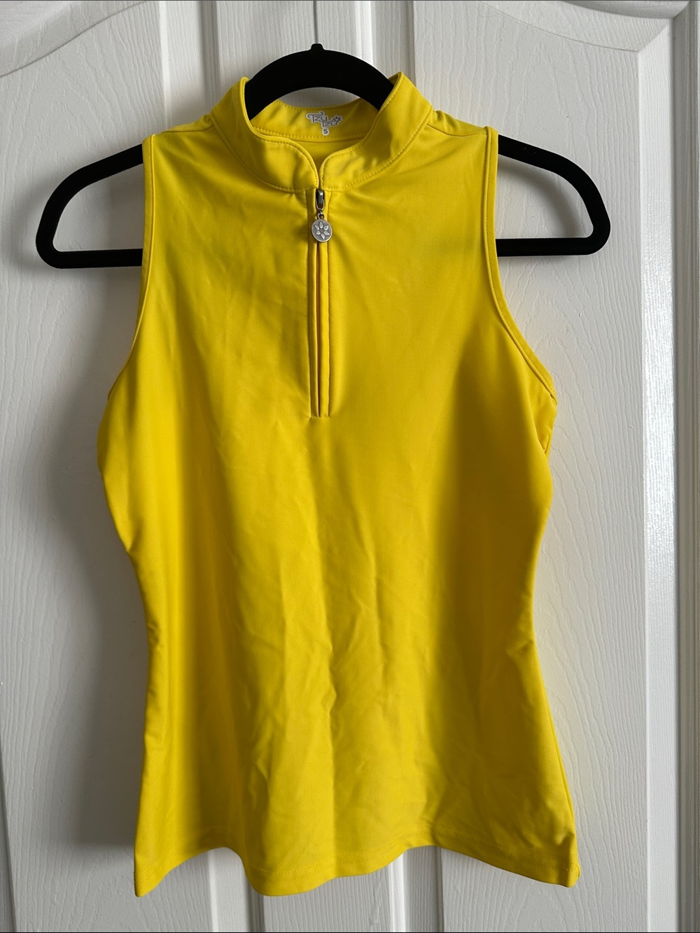 Tzu Tzu Bright Yellow Sleeveless Zip-Front Tank